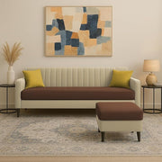 Casaliving Premium Conva Fabric 4 Seater L Shape Sofa Set 4 Seater Modern Sofa Set & Interchangeable Ottoman for Living Room (Blue Color Fabric)