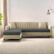 Casaliving Garcia L Shape Sofa Set for Living Room Premium Fabric Sofa (4 Seater LHS, Blue)