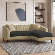 Casaliving Doraldo 4 Seater L Shape Convertible Sofa Set for Living Room, 3 Seater & Ottoman Modular Sectional Couch for Small Space (Black Blue Colour) Fabric