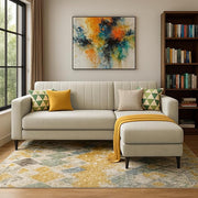 Casaliving Moris RHS 4 Seater L Shape Sofa Set for Living Room (Black) Premium Fabric Sofa Set for Living Room