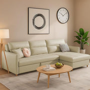 Casaliving Floster LHS 4 Seater L Shape Corner Sofa Cum Bed for Living Room (Cream Fabric) Premium Fabric Sofa
