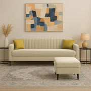 Casaliving Premium Conva Fabric 4 Seater L Shape Sofa Set 4 Seater Modern Sofa Set & Interchangeable Ottoman for Living Room (Blue Color Fabric)