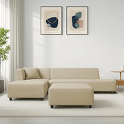 Casaliving Geletin 6 Seater LHS L Shape Sofa Set with Ottoman for Living Room (Blue Fabric) Premium Fabric Sofa