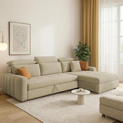 Casaliving Gagnon LHS 4 Seater L Shape Corner Sofa Cum Bed for Living Room (Blue Fabric) Premium Fabric Sofa