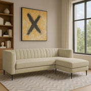 Casaliving Travis 4 Seater L Shape Convertible Sofa Set for Living Room, 3 Seater & Ottoman Modular Sectional Couch for Small Space (Blue Colour) Fabric