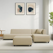 Casaliving Geletin 6 Seater LHS L Shape Sofa Set with Ottoman for Living Room (Blue Fabric) Premium Fabric Sofa