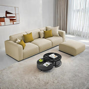 Casaliving Crypton 3 Seater Sofa Set with Center Table for Living Room (Blue Colour) Premium Fabric Sofa