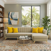 Casaliving Murdock 4 Seater L Shape Convertible Sofa Set for Living Room, 3 Seater & Ottoman Modular Sectional Couch for Small Space (Blue Colour) Fabric