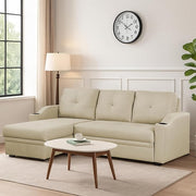 Casaliving Ravonna LHS 4 Seater L Shape Corner Sofa Cum Bed for Living Room (Blue Fabric) Premium Fabric Sofa