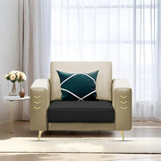 Casaliving Falco 1 Seater Sofa Set for Living Room (Blue Grey Fabric) Premium Fabric Sofa