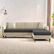 Casaliving Garcia 5 Seater L Shape Convertible Sofa Set for Living Room, 5 Seater & Ottoman Modular Sectional Couch for Small Space (Black Colour) Fabric