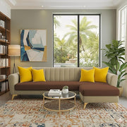 Casaliving Murdock 4 Seater L Shape Convertible Sofa Set for Living Room, 3 Seater & Ottoman Modular Sectional Couch for Small Space (Blue Colour) Fabric