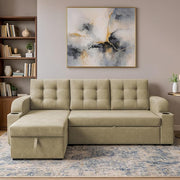 Casaliving Grance LHS 4 Seater Corner Sofa Cum Bed for Living Room with Storage (Blue Fabric) Premium Fabric Sofa