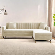 Casaliving Garcia 5 Seater L Shape Convertible Sofa Set for Living Room, 5 Seater & Ottoman Modular Sectional Couch for Small Space (Black Colour) Fabric