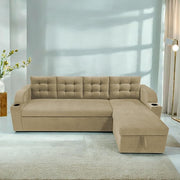 Casaliving Grance LHS 4 Seater Corner Sofa Cum Bed for Living Room with Storage (Blue Fabric) Premium Fabric Sofa