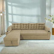 Casaliving Grance LHS 4 Seater Corner Sofa Cum Bed for Living Room with Storage (Blue Fabric) Premium Fabric Sofa