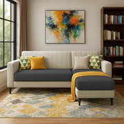 Casaliving Moris RHS 4 Seater L Shape Sofa Set for Living Room (Black) Premium Fabric Sofa Set for Living Room