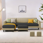 Casaliving Moris RHS 4 Seater L Shape Sofa Set for Living Room (Black) Premium Fabric Sofa Set for Living Room