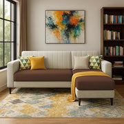 Casaliving Moris RHS 4 Seater L Shape Sofa Set for Living Room (Black) Premium Fabric Sofa Set for Living Room