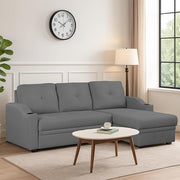 Casaliving Ravonna LHS 4 Seater L Shape Corner Sofa Cum Bed for Living Room (Blue Fabric) Premium Fabric Sofa