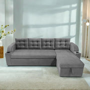Casaliving Grance LHS 4 Seater Corner Sofa Cum Bed for Living Room with Storage (Blue Fabric) Premium Fabric Sofa