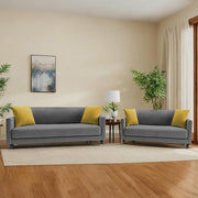 Casaliving Dominic 3 + 2 Seater Sofa Set for Living Room (Blue) Premium Fabric Sofa