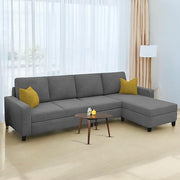 Casaliving Gerio 6 Seater LHS L Shape Sofa Set for Living Room (Blue Fabric) Premium Fabric Sofa