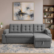 Casaliving Grance LHS 4 Seater Corner Sofa Cum Bed for Living Room with Storage (Blue Fabric) Premium Fabric Sofa
