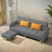 Casaliving Melfoy 3 Seater Sofa Cum Bed for Living Room with Ottomon (Blue Fabric) Premium Fabric Sofa