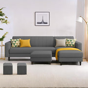 Casaliving Moris RHS 4 Seater L Shape Sofa Set for Living Room (Black) Premium Fabric Sofa Set for Living Room
