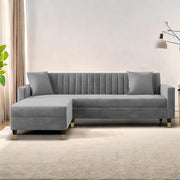 Casaliving Garcia L Shape Sofa Set for Living Room Premium Fabric Sofa (4 Seater LHS, Blue)