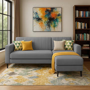 Casaliving Moris RHS 4 Seater L Shape Sofa Set for Living Room (Black) Premium Fabric Sofa Set for Living Room