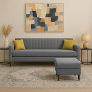 Casaliving Premium Conva Fabric 4 Seater L Shape Sofa Set 4 Seater Modern Sofa Set & Interchangeable Ottoman for Living Room (Blue Color Fabric)