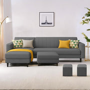 Casaliving Moris RHS 4 Seater L Shape Sofa Set for Living Room (Black) Premium Fabric Sofa Set for Living Room