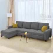 Casaliving Gerio 6 Seater LHS L Shape Sofa Set for Living Room (Blue Fabric) Premium Fabric Sofa