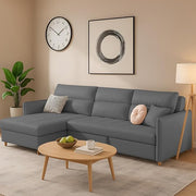 Casaliving Floster LHS 4 Seater L Shape Corner Sofa Cum Bed for Living Room (Cream Fabric) Premium Fabric Sofa