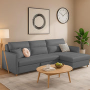 Casaliving Floster LHS 4 Seater L Shape Corner Sofa Cum Bed for Living Room (Cream Fabric) Premium Fabric Sofa