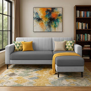 Casaliving Moris RHS 4 Seater L Shape Sofa Set for Living Room (Black) Premium Fabric Sofa Set for Living Room