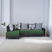 Casaliving James RHS 6 Seater L Shape Sofa Set for Living Room (Turquise Black Colour) Premium Fabric Sofa