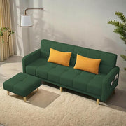 Casaliving Melfoy 3 Seater Sofa Cum Bed for Living Room with Ottomon (Blue Fabric) Premium Fabric Sofa