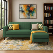 Casaliving Moris RHS 4 Seater L Shape Sofa Set for Living Room (Black) Premium Fabric Sofa Set for Living Room