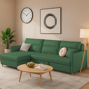 Casaliving Floster LHS 4 Seater L Shape Corner Sofa Cum Bed for Living Room (Cream Fabric) Premium Fabric Sofa