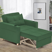 Casaliving Treshta Single Seater Sofa Cum Bed Sofa Set for Living Room (Blue Fabric -Colour Fabric) Premium Fabric Sofa Set