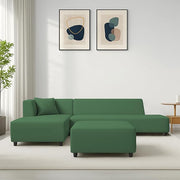 Casaliving Geletin 6 Seater LHS L Shape Sofa Set with Ottoman for Living Room (Blue Fabric) Premium Fabric Sofa