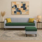 Casaliving Premium Conva Fabric 4 Seater L Shape Sofa Set 4 Seater Modern Sofa Set & Interchangeable Ottoman for Living Room (Blue Color Fabric)