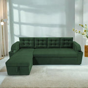 Casaliving Grance LHS 4 Seater Corner Sofa Cum Bed for Living Room with Storage (Blue Fabric) Premium Fabric Sofa