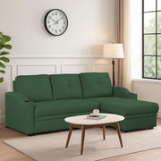 Casaliving Ravonna LHS 4 Seater L Shape Corner Sofa Cum Bed for Living Room (Blue Fabric) Premium Fabric Sofa