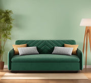 Casaliving Balbus 3 Seater Sofa Cum Bed for Living Room (Blue Fabric) Premium Fabric Sofa