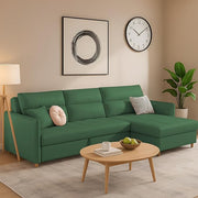 Casaliving Floster LHS 4 Seater L Shape Corner Sofa Cum Bed for Living Room (Cream Fabric) Premium Fabric Sofa