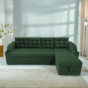 Casaliving Grance LHS 4 Seater Corner Sofa Cum Bed for Living Room with Storage (Blue Fabric) Premium Fabric Sofa